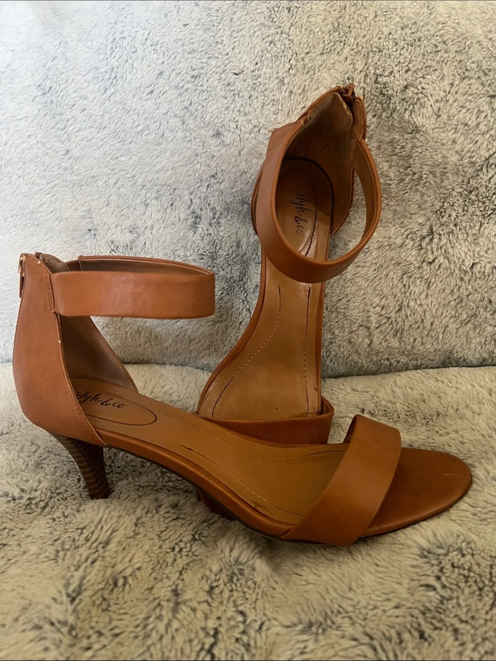 Style & Co. Women's Cognac Two-Strap Ankle Sandals